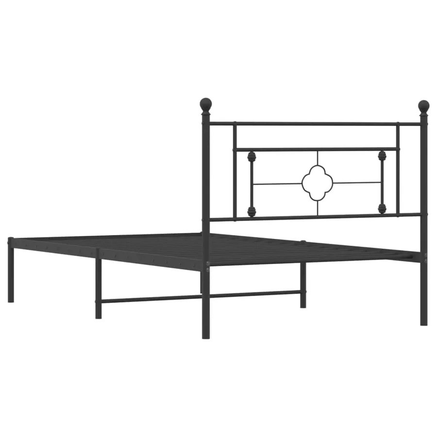 Cadre de lit métal sans matelas avec tête de lit noir 107x203cm - 7