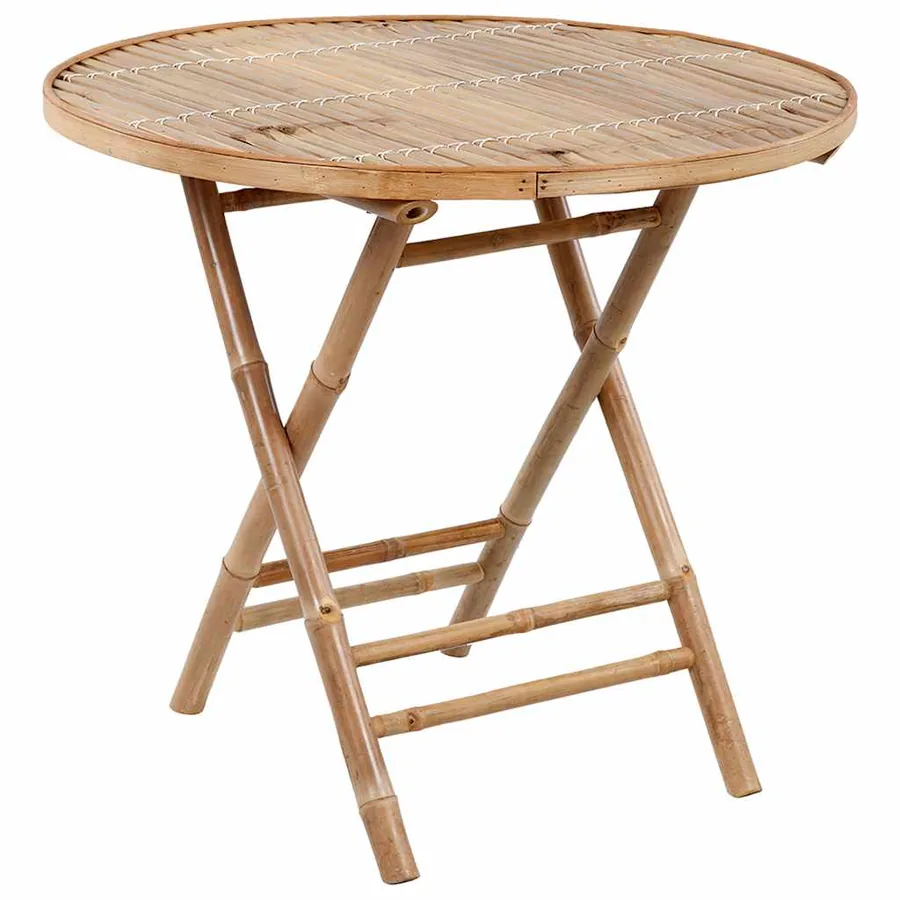 Mobilier à dîner d'extérieur pliable 5 pcs avec coussins bambou - 11
