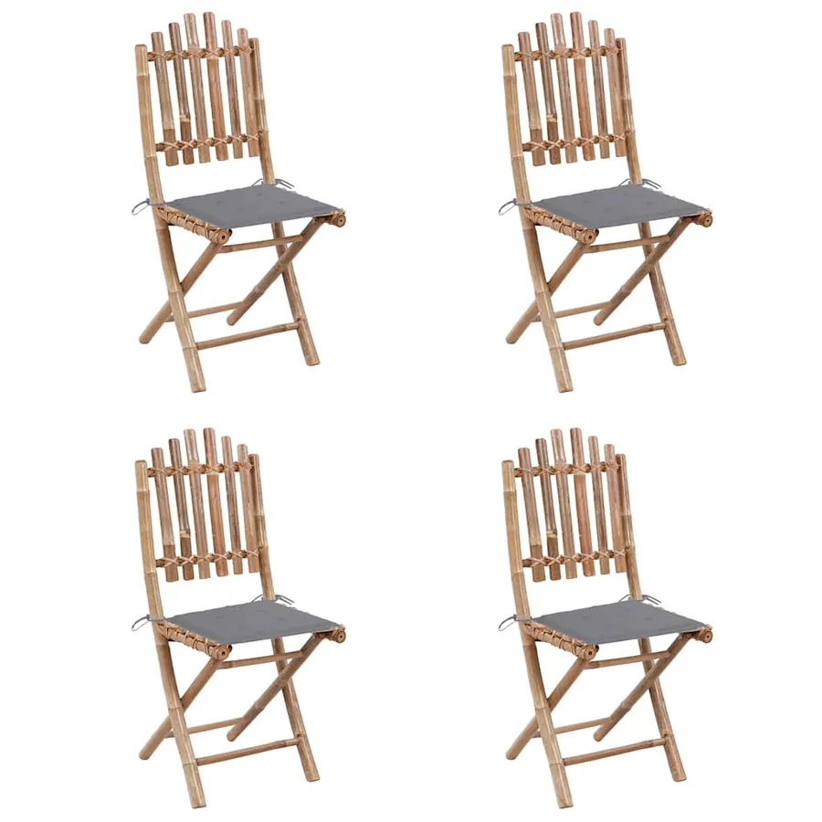 Mobilier à dîner d'extérieur pliable 5 pcs avec coussins bambou - 2