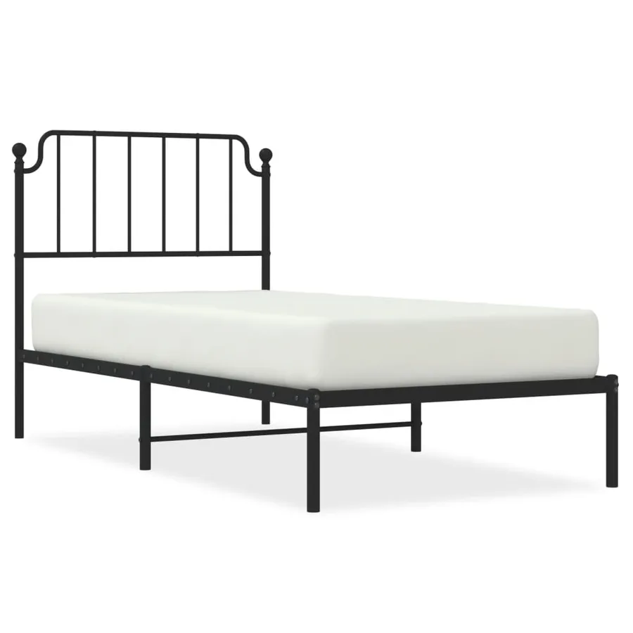 Cadre de lit métal sans matelas avec tête de lit noir 90x200 cm - 2