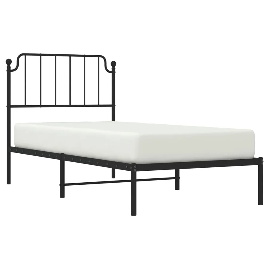 Cadre de lit métal sans matelas avec tête de lit noir 90x200 cm - 3