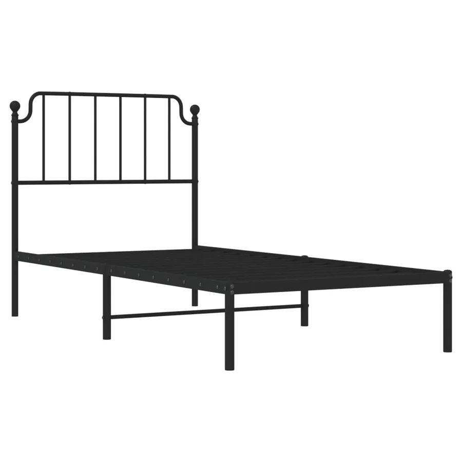 Cadre de lit métal sans matelas avec tête de lit noir 90x200 cm - 4