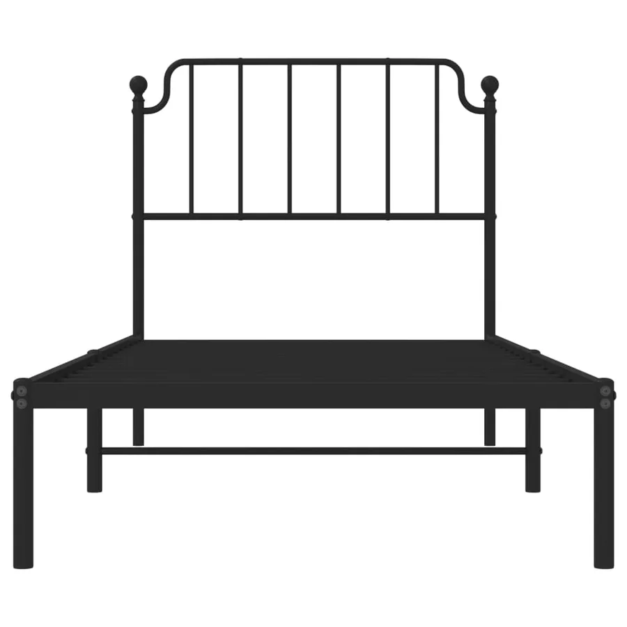 Cadre de lit métal sans matelas avec tête de lit noir 90x200 cm - 5