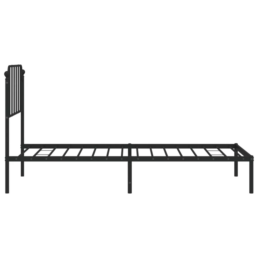 Cadre de lit métal sans matelas avec tête de lit noir 90x200 cm - 6