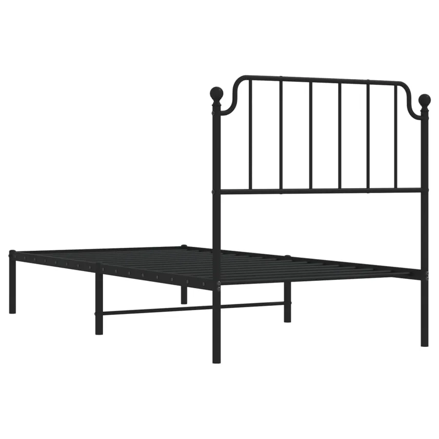 Cadre de lit métal sans matelas avec tête de lit noir 90x200 cm - 7