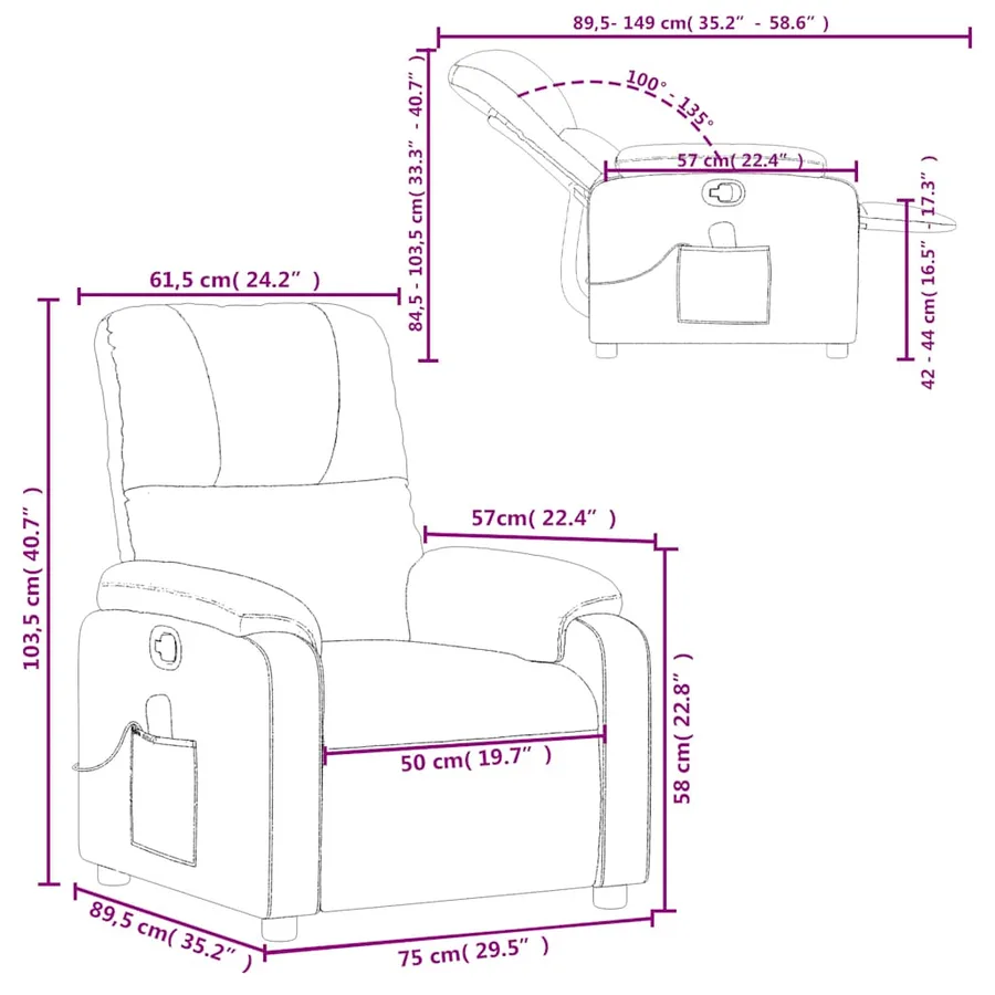Fauteuil inclinable de massage taupe tissu microfibre - 12