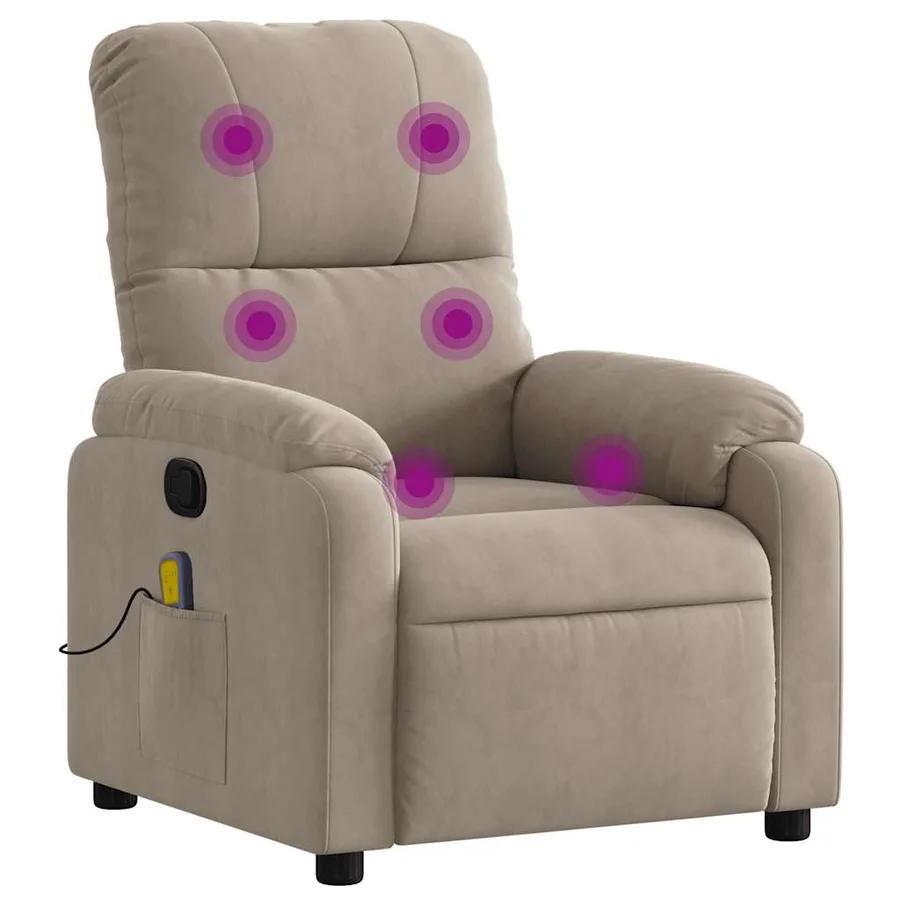 Fauteuil inclinable de massage taupe tissu microfibre - 2
