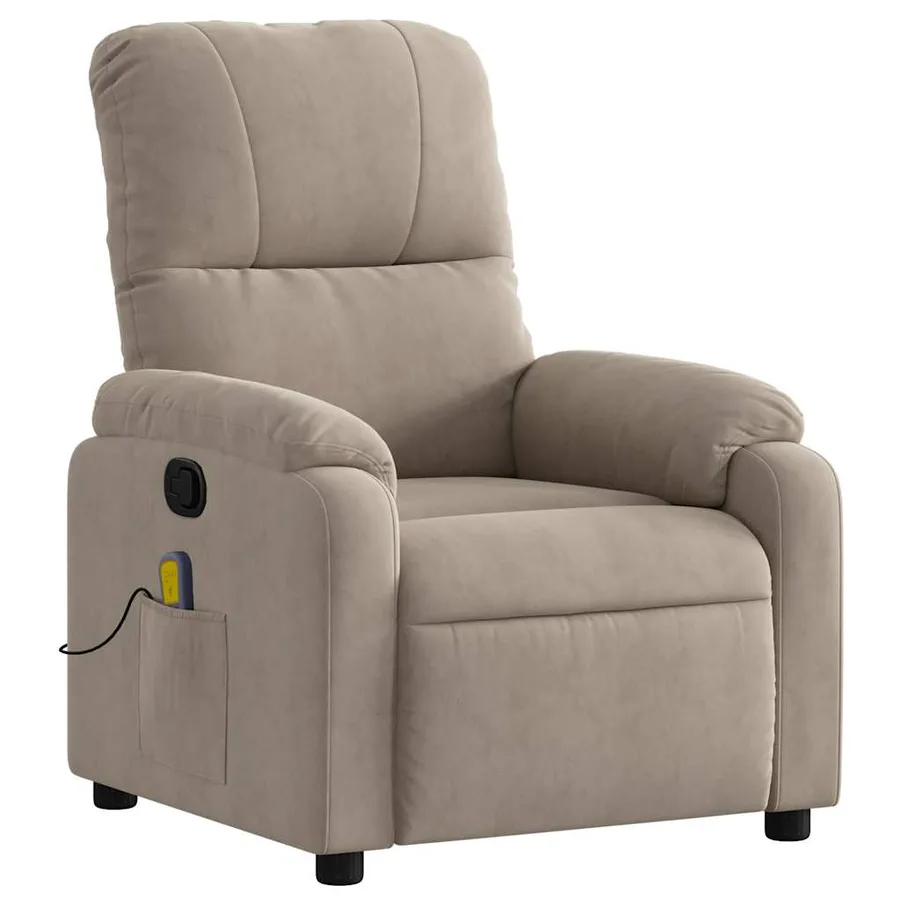 Fauteuil inclinable de massage taupe tissu microfibre - 3