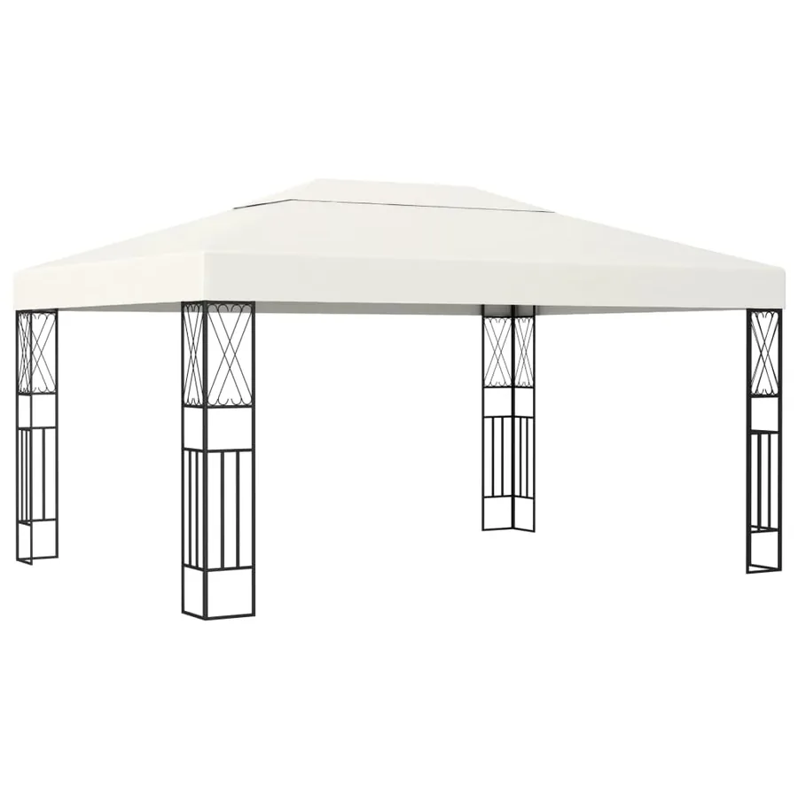 Tonnelle avec guirlande lumineuse à LED 3x4 m Crème Tissu - 3