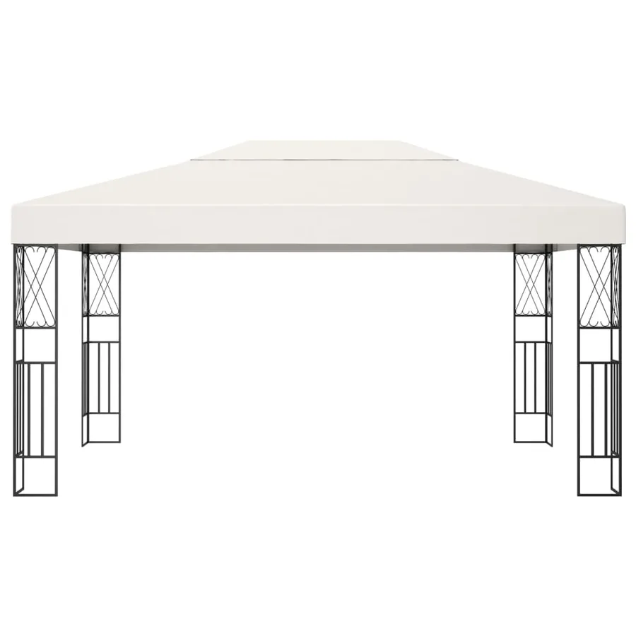 Tonnelle avec guirlande lumineuse à LED 3x4 m Crème Tissu - 4