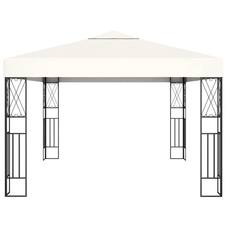 Tonnelle avec guirlande lumineuse à LED 3x4 m Crème Tissu - 5