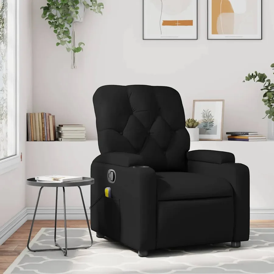 Fauteuil de massage inclinable noir similicuir - 12