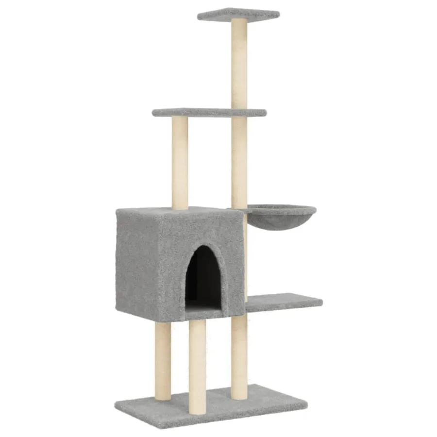 Arbre à chat avec griffoirs en sisal Gris clair 145 cm - 2