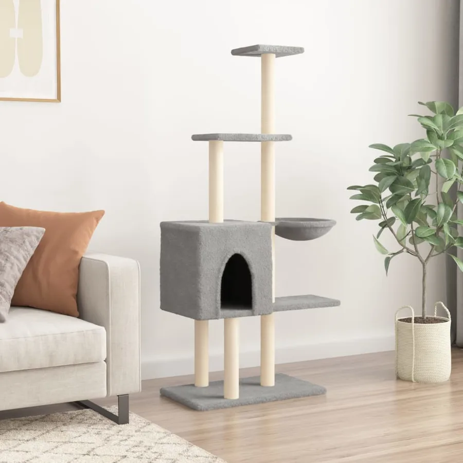 Arbre à chat avec griffoirs en sisal Gris clair 145 cm - 3
