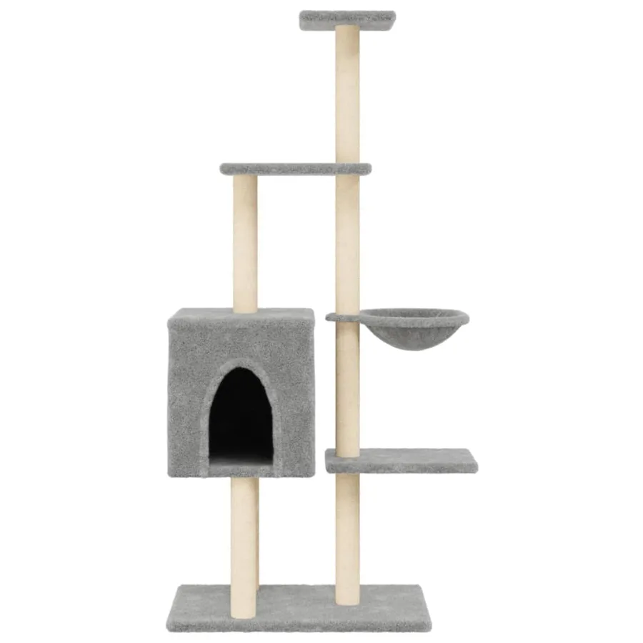 Arbre à chat avec griffoirs en sisal Gris clair 145 cm - 4