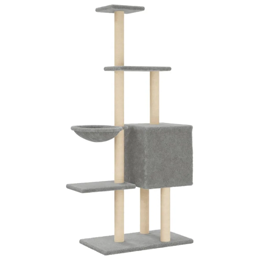 Arbre à chat avec griffoirs en sisal Gris clair 145 cm - 6