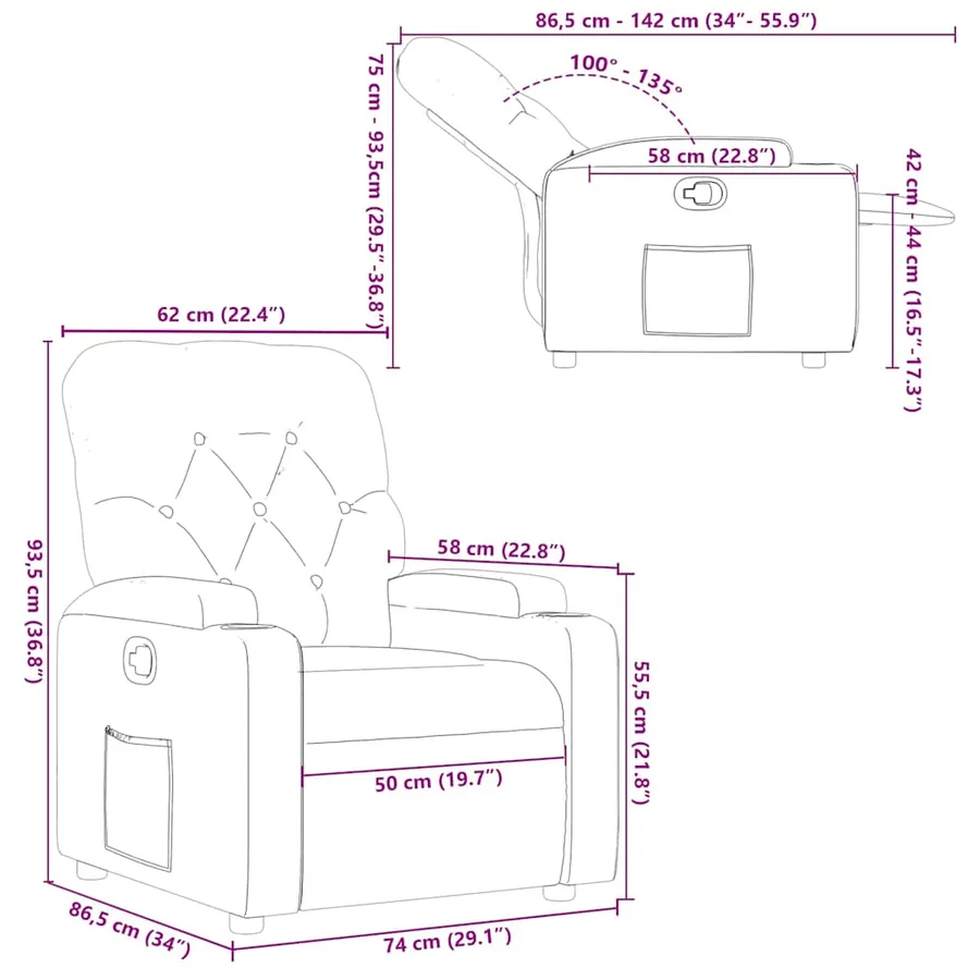 Fauteuil inclinable Noir Similicuir - 11