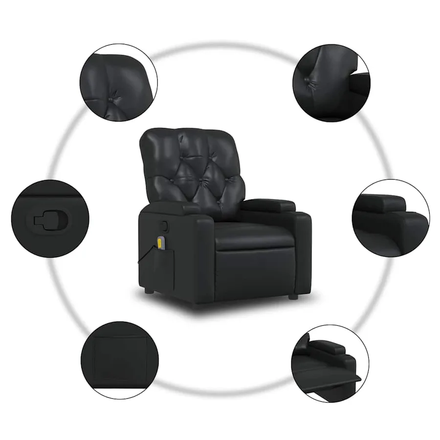 Fauteuil inclinable Noir Similicuir - 5