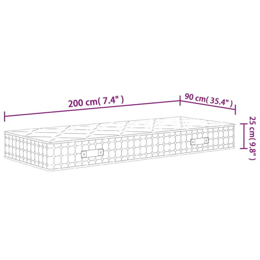 Matelas à ressorts ensachés dureté moyenne 90x200 cm - 9