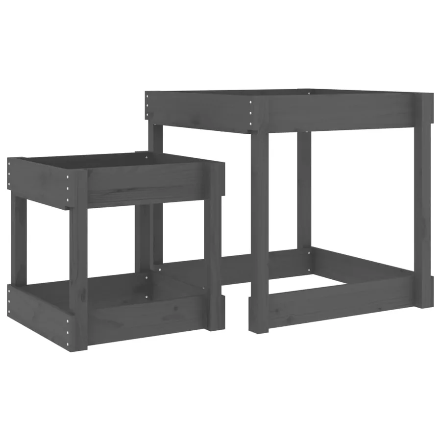 Tables à sable 2 pcs gris bois de pin massif - 2