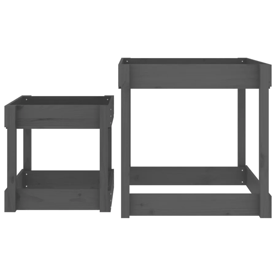 Tables à sable 2 pcs gris bois de pin massif - 4