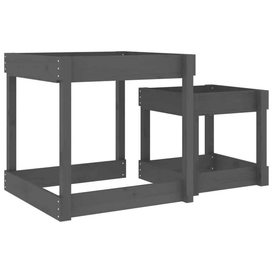 Tables à sable 2 pcs gris bois de pin massif - 6