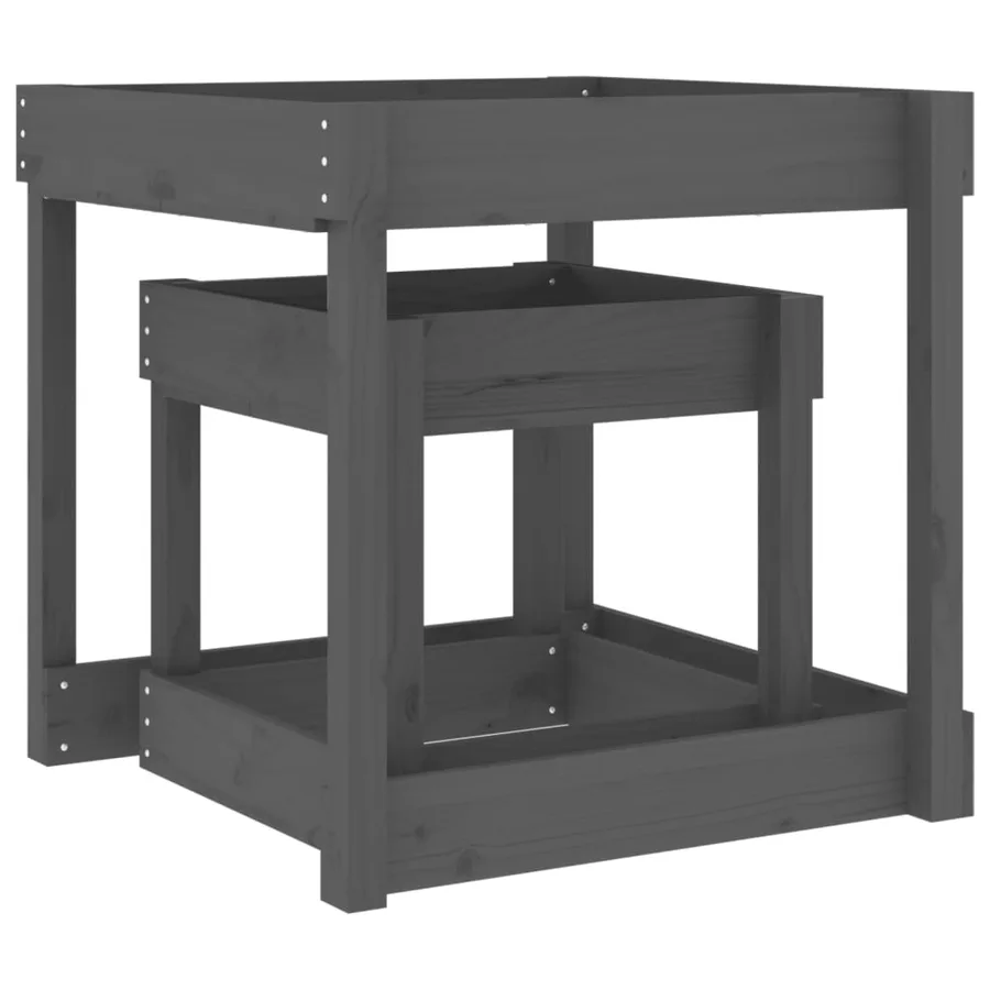 Tables à sable 2 pcs gris bois de pin massif - 7