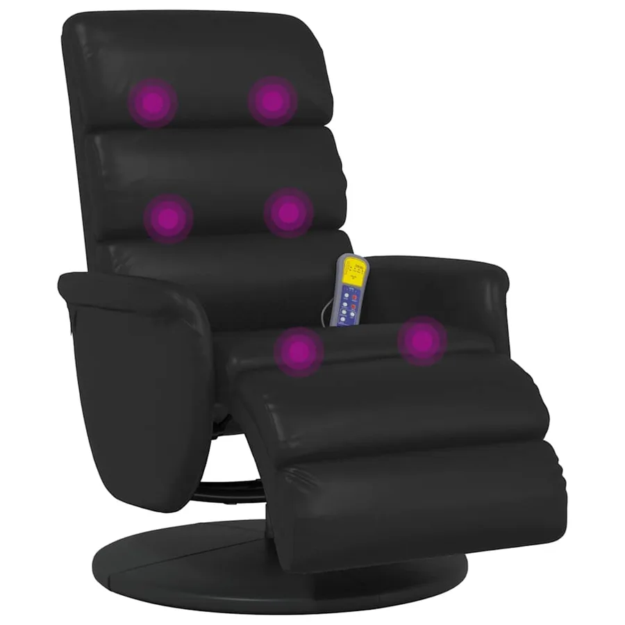 Fauteuil inclinable de massage repose-pieds noir similicuir - 2