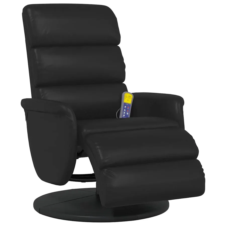 Fauteuil inclinable de massage repose-pieds noir similicuir - 4