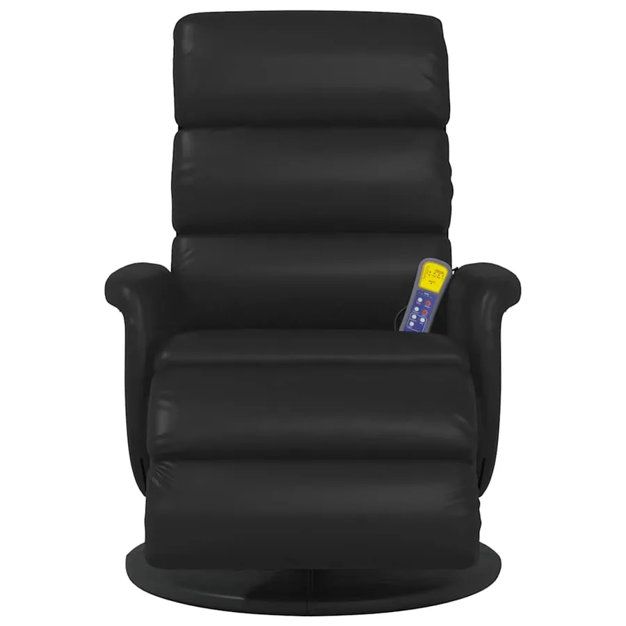Fauteuil inclinable de massage repose-pieds noir similicuir - 5