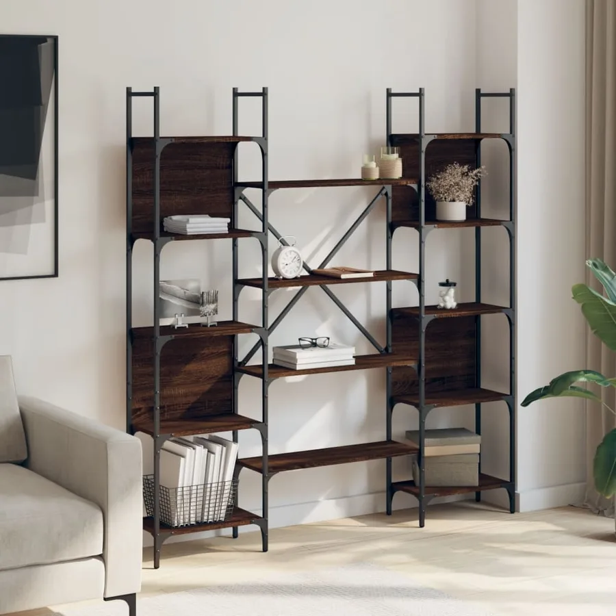 Bibliothèque chêne marron 155,5x24x166,5 cm bois d'ingénierie - 3
