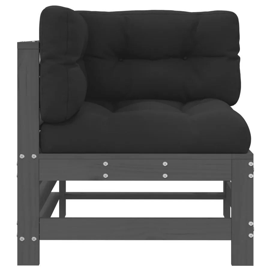 Canapés d'angle avec coussins 2 pcs gris bois de pin massif - 5