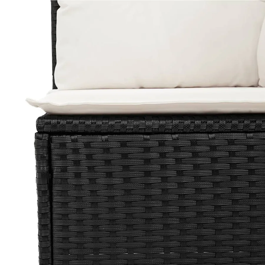 Salon de jardin 9 pcs avec coussins noir résine tressée - 6