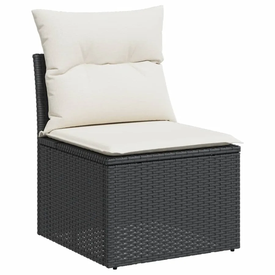 Salon de jardin 9 pcs avec coussins noir résine tressée - 4