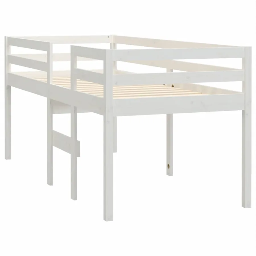 Lit haut sans matelas blanc 80x200 cm bois de pin massif - 4