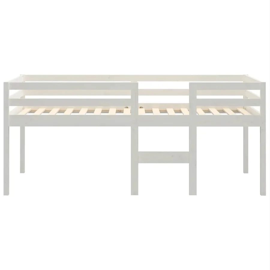 Lit haut sans matelas blanc 80x200 cm bois de pin massif - 5