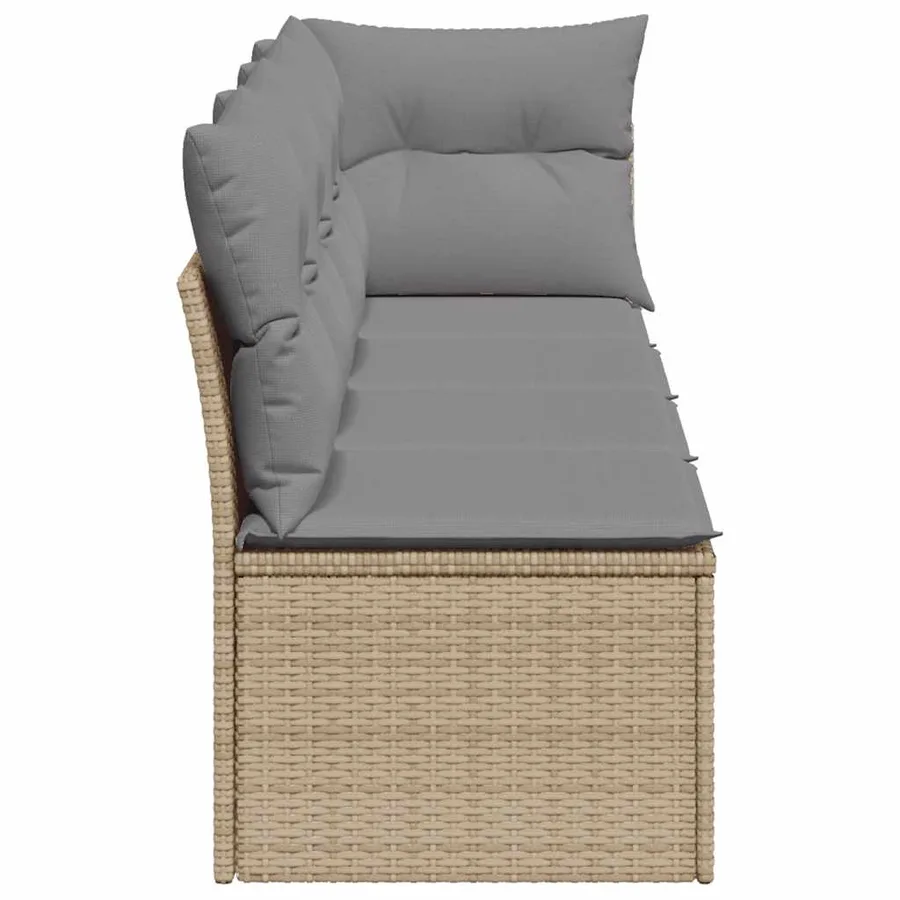 Canapé de jardin avec coussins 4 places beige résine tressée - 5