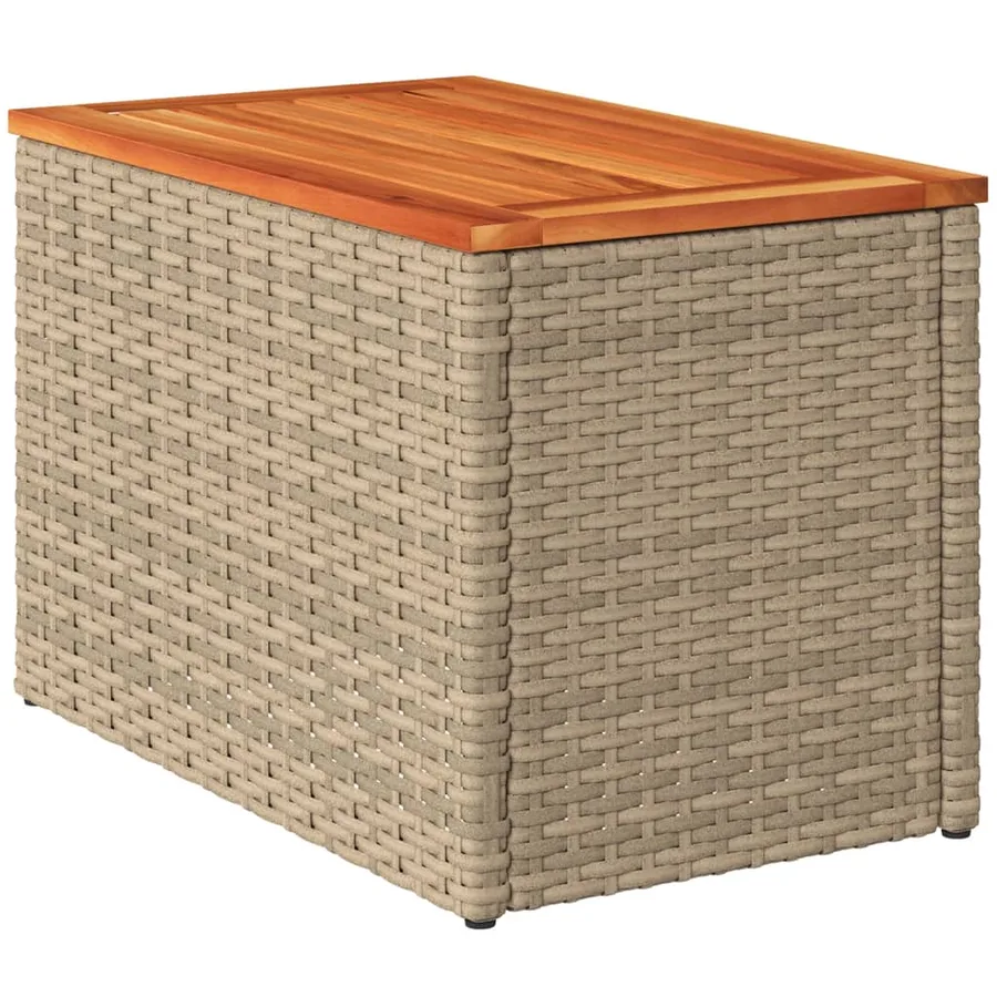 Tables d'appoint de jardin 2 pcs beige rotin bois massif - 5