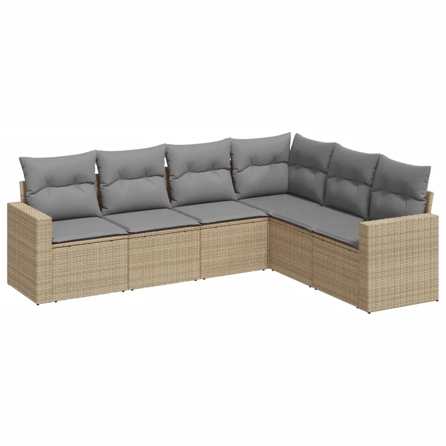 Salon de jardin avec coussins 6 pcs beige résine tressée - 2