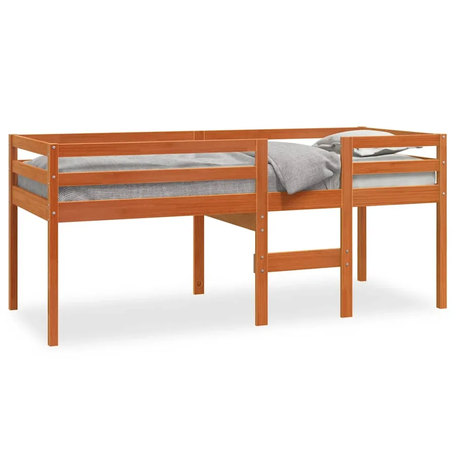 Lit haut sans matelas cire marron 90x200 cm bois massif - 2
