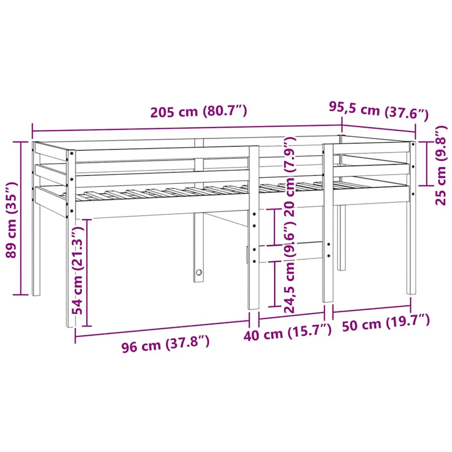 Lit haut sans matelas cire marron 90x200 cm bois massif - 9