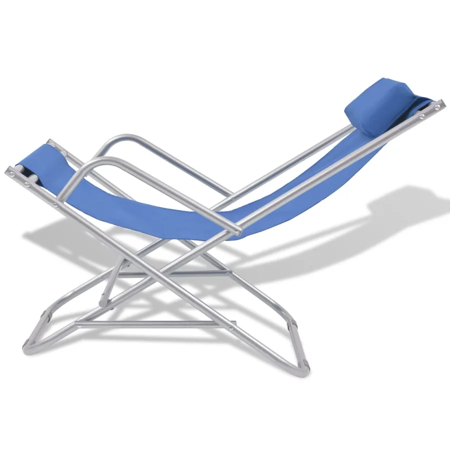 Chaises inclinables de terrasse lot de 2 Acier Bleu - 3