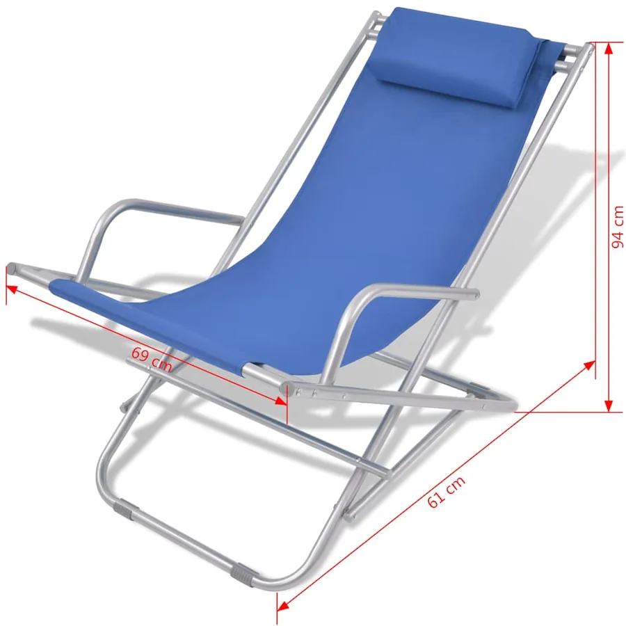 Chaises inclinables de terrasse lot de 2 Acier Bleu - 9