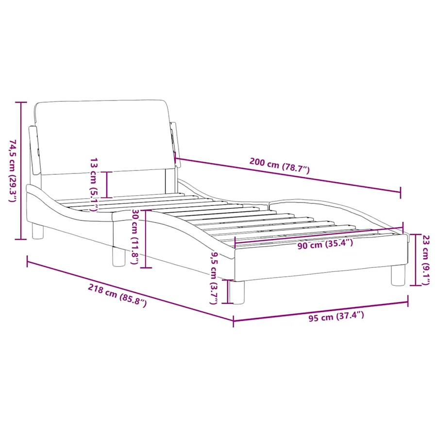 Cadre de lit Dover noir 90x200 cm similicuir - 9