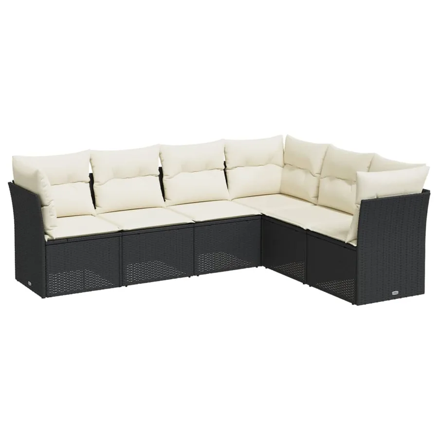 Salon de jardin 6 pcs avec coussins noir résine tressée - 2