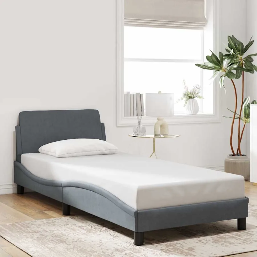 Cadre de lit Dover gris foncé 90x200 cm velours