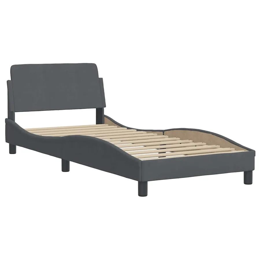 Cadre de lit Dover gris foncé 90x200 cm velours - 3