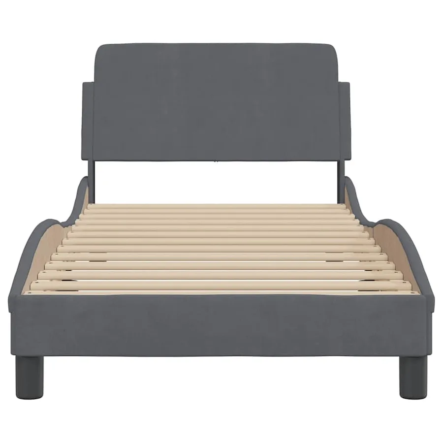 Cadre de lit Dover gris foncé 90x200 cm velours - 4