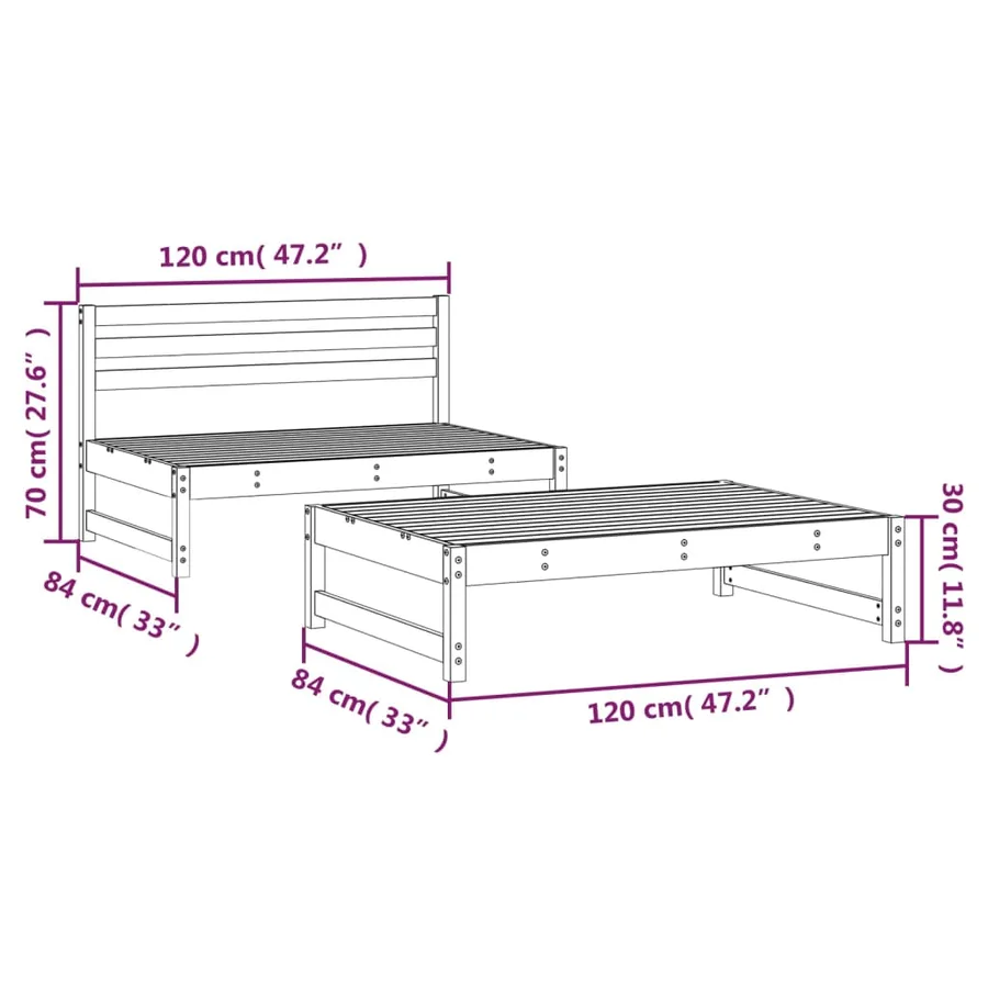 Salon de jardin 2 pcs bois de pin imprégné - 7