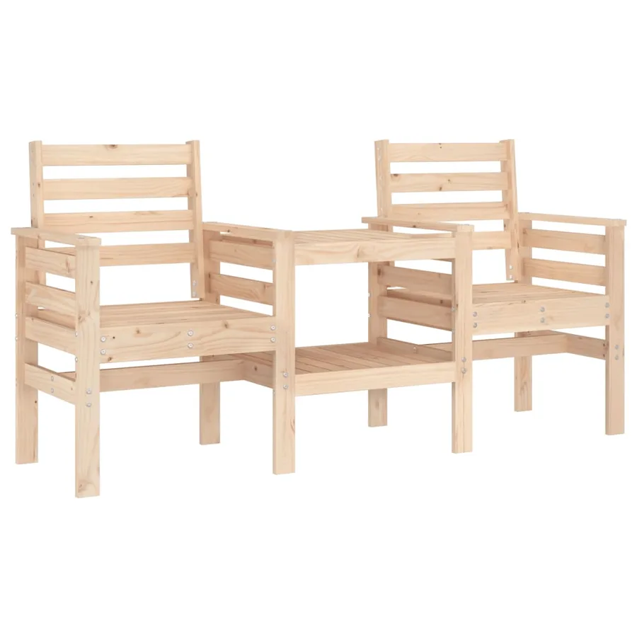 Banc de jardin avec table 2 places bois de pin massif - 2